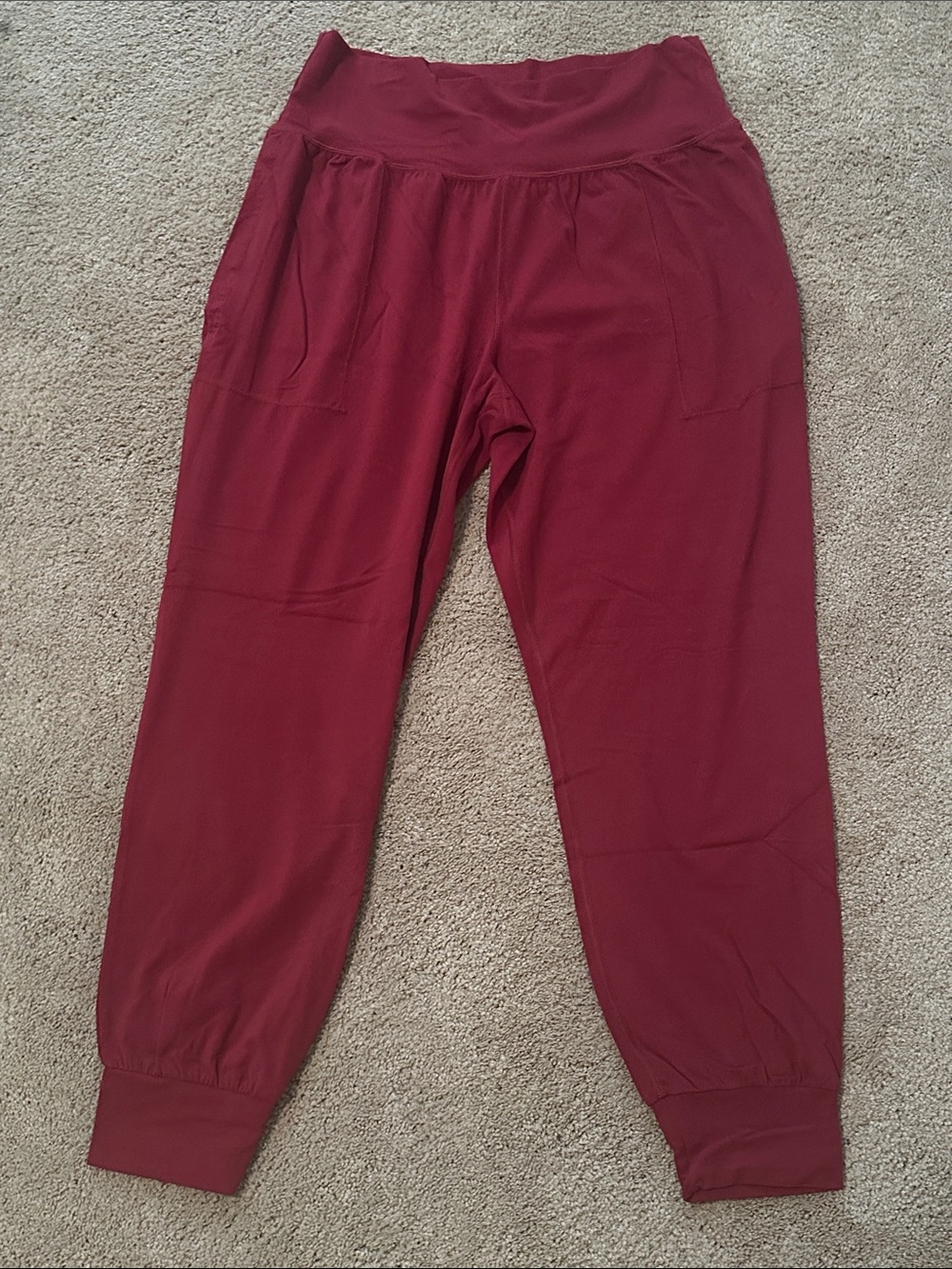 Athleta Wine Red High-Waist Joggers